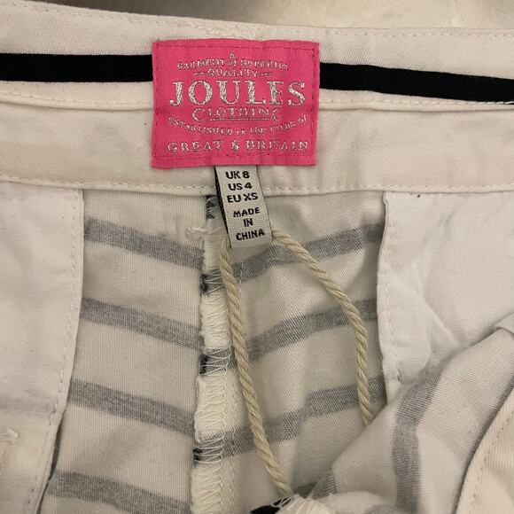 Joules striped shorts women's size 4 black white pink bunny pockets NWOT - Picture 4 of 5